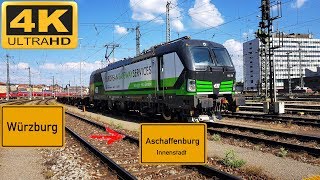 【4K】 Führerstandsmitfahrt Würzburg HBF nach Aschaffenburg HBF über Veitshöchheim Gemünden Lohr [upl. by Drareg559]