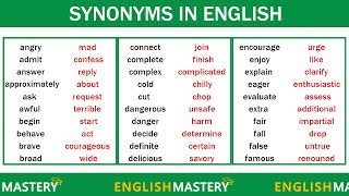 Learn 150 Common Synonyms Words in English to Improve your Vocabulary [upl. by Melony355]