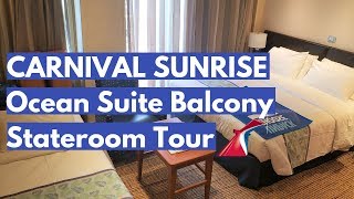 Carnival SUNRISE Ocean Suite Balcony Stateroom Carnival Cruise Cabin Tour 7239 [upl. by Fleurette]