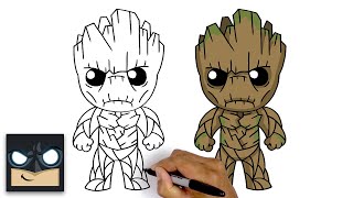 How To Draw Groot  Guardians of the Galaxy [upl. by Hibbert321]