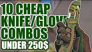 10 CHEAP KNIFEGLOVES COMBOS Under 250 ★ CSGO Showcase [upl. by Arezzini439]