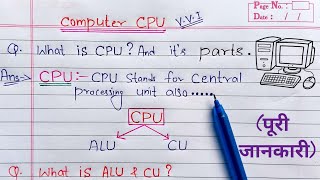 What is CPU full Explanation  Parts of CPU CU amp ALU [upl. by Leihcim]