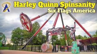 Harley Quinn Spinsanity – Largest Pendulum Ride in DelMarVa At Six Flags America [upl. by Crim]