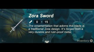 Zora Sword  Respawn Location  Zelda BOTW [upl. by Dominus212]