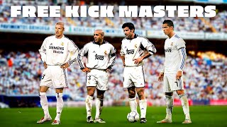 LEGENDARY REAL MADRID FREEKICKS  Cristiano Ronaldo Beckham Roberto Carlos amp Figo [upl. by Yanahs]