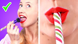 WEIRD WAYS TO SNEAK FOOD INTO MAKEUP Sneak Snacks Into The Beauty Salon by Crafty Panda [upl. by Ellinad]