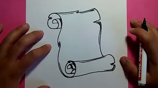 Como dibujar un pergamino paso a paso 3  How to draw a scroll 3 [upl. by Llehcor]