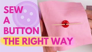 How To SEW A BUTTON  Hand Sewing Tutorial for Beginners [upl. by Wolenik]