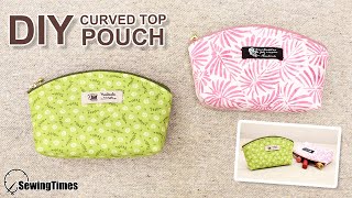 DIY CURVED TOP POUCH  Cute Makeup Bag Tutorial amp Sewing Pattern sewingtimes [upl. by Reuven342]