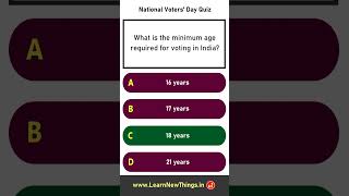 National Voters Day  India Quiz  shorts  8 Questions [upl. by Aiyram]