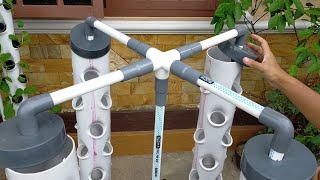 DIY  How to make Vertical Hydroponic System using 4 Towers Part 2  hydroponic farming at home [upl. by Echikson]