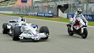 F1 Car vs Bike BMW Sauber F1 vs BMW S 1000 RR [upl. by Annekcm]