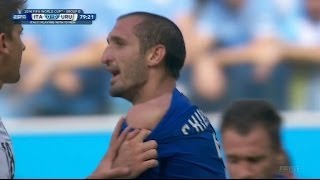 Luis Suarez Bites Italian Defender At World Cup Uruguay Advances [upl. by Naivat]