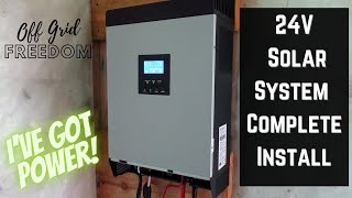 24V 2000 Watt Solar System Complete Install  Hybrid Solar InverterCharger  Off Grid Cabin [upl. by Jeanie791]