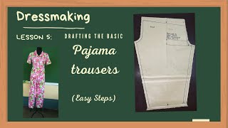 Drafting the Pajama Trousers  Easy Steps Full Tutorial [upl. by Immaj]