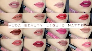 Huda Beauty Liquid Matte Lipstick  FULL COLLECTION Swatch amp Review [upl. by Naeloj774]