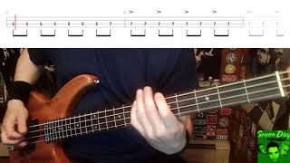 Redundant by Green Day  Bass Cover with Tabs PlayAlong [upl. by Nnyledam]