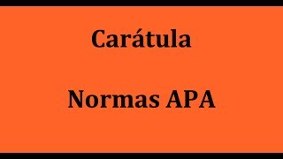 APA Cómo hacer una carátula [upl. by Neram]