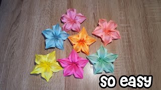 Origami Blume aus Notizzettel Easy Origami Flower [upl. by Hakon]