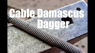 FORGING Damascus From STEEL CABLE Primitive Dagger BootNeck Knife Bladesmithing And Knifemaking [upl. by Xonel831]