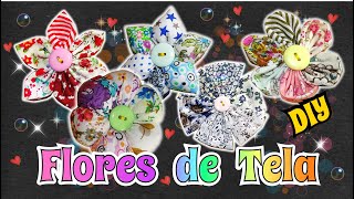 Como hacer Flores de Tela 5 modelos Faciles y bonitos Tutorial MAnualidades [upl. by Mars]