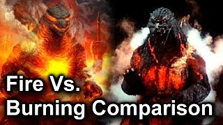 Fire Godzilla and Burning Godzilla Comparison  Legendary Vs Heisei Godzilla Power Ups [upl. by Sammy]