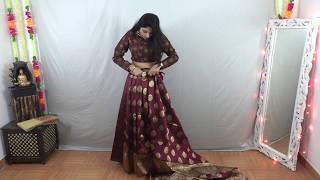 How to wear lehenga Saree using 3 petticoats  Heavy look lahenga saree drape without cancan skirt [upl. by Kenneth]