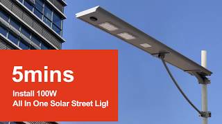 100w All In One Solar Street Light installation [upl. by Bronnie]