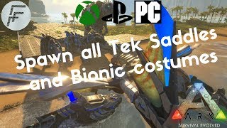 ARK Survival Evolved How to spawn all Tek saddles and Bionic costumes [upl. by Alra]