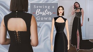 Sewing a Bustier Gown  DIY Evening Dress  Altering Corset Pattern Sewing Vlog [upl. by Eissehc127]