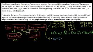 Linear Programming with Four Variables Example Part 1 [upl. by Gnak]