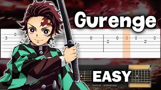 Demon Slayer OP 1  Gurenge Kimetsu no Yaiba  Guitar tutorial TAB [upl. by Amlas534]