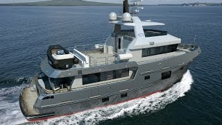 Bering 77  Steel Expedition Luxury Trawler Yacht Rendering [upl. by Cadal335]