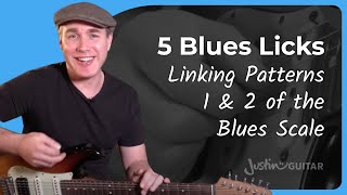 5 Blues Licks Linking Pentatonic Scale Patterns [upl. by Odnalor]