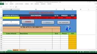 Tutorial Gestione Magazzino Excel [upl. by Doreg598]