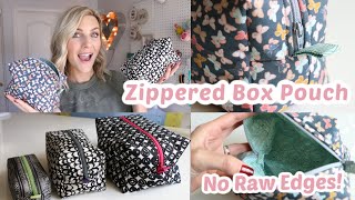 Zippered Box Pouch Sewing Tutorial No Raw Edges  3 Sizes [upl. by Dong]