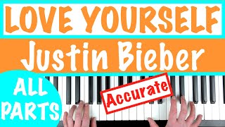 How to play LOVE YOURSELF  Justin Bieber Piano Chords Tutorial [upl. by Banks495]