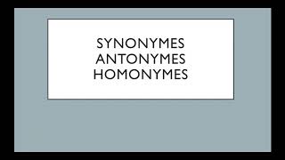 Synonymes antonymes homonymes [upl. by Mylan]