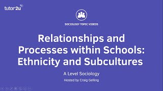 Relationships amp Processes within Schools  Ethnicity amp Subcultures  A Level Sociology [upl. by Eidnam]