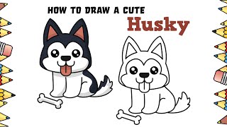 How To Draw A Cute Husky Easy and Step by Step [upl. by Salomone408]