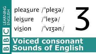 English Pronunciation 👄 Voiced Consonant  ʒ  pleasure leisure and vision [upl. by Grove]