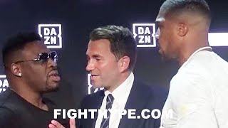 DAAAMN ANTHONY JOSHUA ERUPTS ON JARRELL MILLER NEAR BRAWL AS HEATED WORDS ARE EXCHANGED [upl. by Ben]