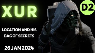 Where is XUR Today Destiny 2 D2 XUR Location and Official Inventory and Loot 26 Jan 2024 1262024 [upl. by Atinor]