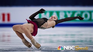 Trusova attempts five quads in valiant free skate vaults from 12th to podium at worlds  NBC Sports [upl. by Bennion]