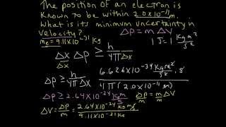 Calculating uncertainty in velocity Heisenberg Uncertainty Principle [upl. by Ursi586]