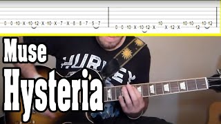 Muse  Hysteria Guitar Tutorial wTABS [upl. by Newcomb]