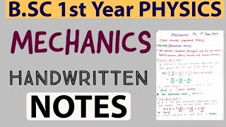 BSc 1st Year Physics  Mechanics Notes [upl. by Ahsirak]