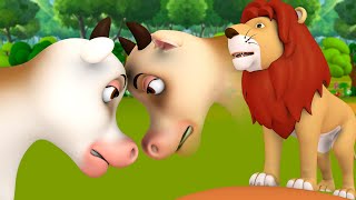 சிங்கம் ராஜா மற்றும் நான்கு மாடுகள்  The Lion and The Cows Tamil Moral Story 3D Animated Kids Tales [upl. by Harneen]