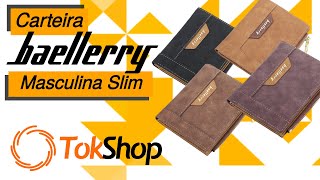 CARTEIRA MASCULINA COM ZÍPER SLIM COURO PREMIUM BAELLERRY  TOKSHOP [upl. by Yorel]