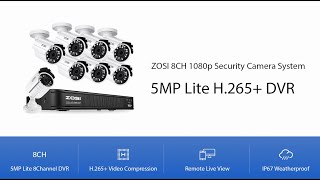 ZOSI 8CH 1080p Security Camera System  5MP Lite H265 DVR [upl. by Manup]